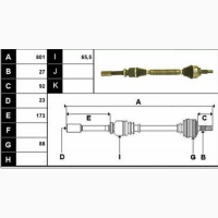 Бу привод правый Renault Laguna 2, 8200035673, 8200030619, 8200035674, 1.8 16v