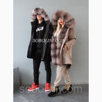 Luxury collection! Стильные парки family look с отстежкой на меховой жилет