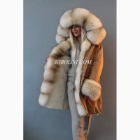 Luxury collection! Очень красивая и нежная парка с мехом блюфрост, покраска Amber fox, 44р