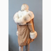 Luxury collection! Очень красивая и нежная парка с мехом блюфрост, покраска Amber fox, 44р