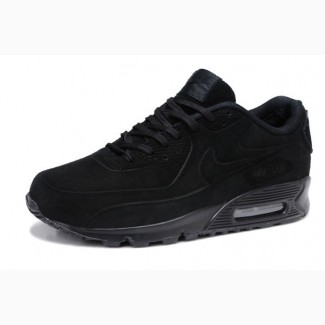 Кроссовки Nike Air Max 90 VT black натуральный замш зимние теплые черные