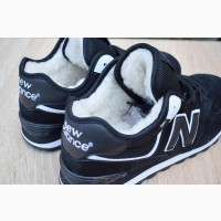 Кроссовки New Balance 574 Low Black черные зимние с мехом