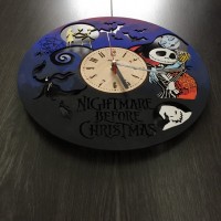 Часы настенные цветные из дерева «Nightmare before Christmas»