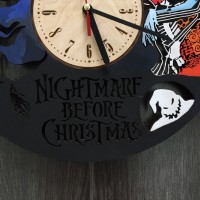 Часы настенные цветные из дерева «Nightmare before Christmas»