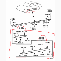 MB479808, Накладки на пороги Мицубиси Ланцер 92г.в. MB479807