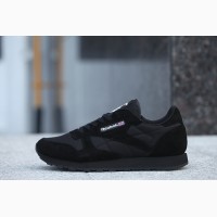 Кроссовки Reebok CL Leather Suede Black Черные мужские