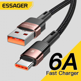 Кабель супершвидкоі, турбо зарядки ESSAGER USB Type-C 6А/66W