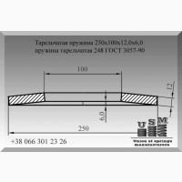 Тарельчатая пружина 250х100х12, 0х6, 0, пружина тарельчатая 248 ГОСТ 3057-90